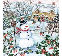 Museums & Galleries Tarjetas de Navidad benéficas, paquete de 8, muñeco de nieve y petirrojos