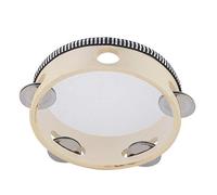 Musfunny Pandereta de 6 pulgadas: Tamborina de madera con cascabeles de metal de una sola fila, pandereta de percusión regalo para la iglesia KTV