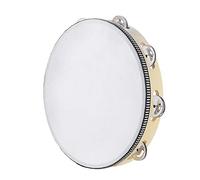 Musfunny Panderetas para adultos de 10 pulgadas: Tamborina de madera con cascabeles de metal de una sola fila, instrumento musical de percusión para adultos, regalo para iglesia KTV