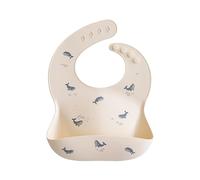 Mushie Ajuste ajustable impermeable silicona bebé alimentación babero, ballenas