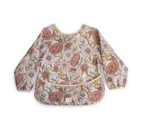 mushie Babero de manga larga para bebé, resistente al agua, ajuste ajustable para edades de 6 a 24 meses (flores retro)