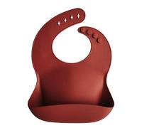 mushie Babero de Silicona para Bebés | Baberos de Alimentación con Bolsillo | 4 Tamaños Ajustables | Accesorio Durable para Niños Pequeños y Niñas | Raw Sienna