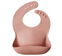 mushie Babero de Silicona para Bebés | Baberos de Alimentación con Bolsillo | Fáciles de Lavar | 4 Tamaños Ajustables | Sin BPA | Accesorio Durable para Niños Pequeños y Niñas | Peach Terrazzo