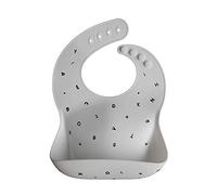 mushie Babero de Silicona para Bebés | Baberos de Alimentación con Bolsillo | Fáciles de Lavar | 4 Tamaños Ajustables | Sin BPA | Accesorio Durable para Niños Pequeños y Niñas | White Letters