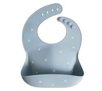 mushie Babero de Silicona para Bebés | Baberos de Alimentación con Bolsillo | Fáciles de Lavar | 4 Tamaños Ajustables | Sin BPA | Accesorio Durable para Niños Pequeños y Niñas | White Daisy