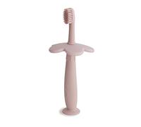 Mushie Cepillo de Dientes en Forma de Flor para Niños | Cepillo Dental Manual para Bebés con Ventosa, 0-6 Años | Estimula Dientes y Encías, Cepillo Extrasuave | Red