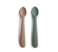 Mushie Cucharas Baby para niños en Silicona libre de BPA | Paquete de 2 Cuchara de alimentación aptas para lavavajillas | Accesorios a la hora de comer para niños pequeños | Dried Thyme/Natural