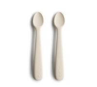 Mushie Cucharas Baby para niños en Silicona libre de BPA | Paquete de 2 Cuchara de alimentación aptas para lavavajillas | Accesorios a la hora de comer para niños pequeños | Ivory
