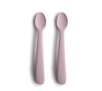 Mushie Cucharas Baby para niños en Silicona libre de BPA | Paquete de 2 Cuchara de alimentación aptas para lavavajillas | Accesorios a la hora de comer para niños pequeños | Soft Lilac
