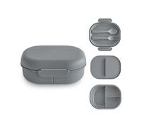 mushie Fiambrera Infantil Lunch Box | Divisor y compartimentos con tapas bloqueables | Con cubiertos tenedor y cuchara plástico sin BPA (Smoke)