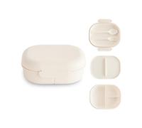 mushie Fiambrera Infantil Lunch Box | Divisor y compartimentos con tapas bloqueables | Con cubiertos tenedor y cuchara plástico sin BPA (Ivory)