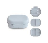 mushie Fiambrera Infantil Lunch Box | Divisor y compartimentos con tapas bloqueables | Con cubiertos tenedor y cuchara plástico sin BPA (Cloud)