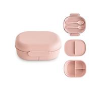 mushie Fiambrera Infantil Lunch Box | Divisor y compartimentos con tapas bloqueables | Con cubiertos tenedor y cuchara plástico sin BPA (Blush)
