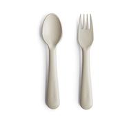 Pack Tenedor y cuchara Mushie - Color: Crema