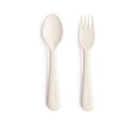 Pack Tenedor y cuchara Mushie - Color: Crema