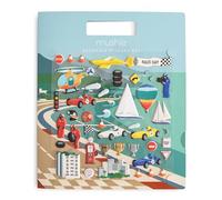 mushie Libros de Pegatinas Reutilizables (Automóviles de Carreras) | Pegatinas esponjosas y Removibles | Actividad de Arte y Manualidades para niños