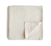 mushie Muslin Baby Swaddling Blanket | Manta Envolvente para Recién Nacidos de 0-3 Meses | Algodón Orgánico | Saco de Dormir Prelavado para Bebés | Hecho en Dinamarca | Sage Stripe