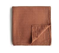mushie Muslin Baby Swaddling Blanket | Manta Envolvente para Recién Nacidos de 0-3 Meses | Algodón Orgánico | Saco de Dormir Prelavado para Bebés | Hecho en Dinamarca | Auburn
