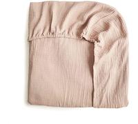 Mushie Sábana Bajera para Cuna de Muselina | Ajustable con Esquinas Elásticas 40x10x100 cm | Transpirable & Prelavado | 100% Algodón Orgánico | Bebés, Niños Pequeños, Niños y Niñas | Blush-Medium