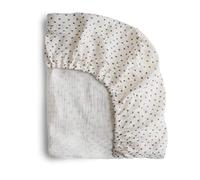 Mushie Sábana Bajera para Cuna de Muselina | Ajustable, Esquinas Elásticas 40x10x100 cm | Transpirable & Prelavado | 100% Algodón Orgánico | Bebés, Niños Pequeños, Niños y Niñas | Bloom-Small