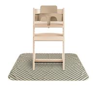 Mushie Splat Mat 108x108 cm | Alfombra impermeable, ligera, duradera y sin BPA | Perfecta para trona, proteger el suelo y el destete del bebé (Olive Check)