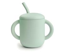 Mushie Silicona Vaso + Pajita Cambridge Blue 6m+