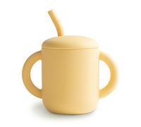 Mushie | Taza de entrenamiento de silicona y paja | 6+ meses | 175 ml, con asas antideslizantes y a prueba de fugas, sin BPA, sin fugas, 100% silicona de grado alimenticio (Pale Daffodil)
