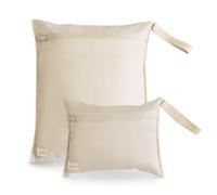 mushie Wet Bag Resistente al Agua 2 Unidades, Bolsas Impermeables para Ropa y Juguetes, Cierre con Botón, Dos Tamaños (Grande y Pequeño), Poliéster Fácil de Lavar, Ideal para Salir (Fog)