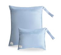 mushie Wet Bag Resistente al Agua 2 Unidades, Bolsas Impermeables para Ropa y Juguetes, Cierre con Botón, Dos Tamaños (Grande y Pequeño), Poliéster Fácil de Lavar, Ideal para Salir (Tradewinds)
