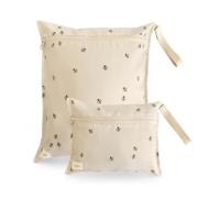 mushie Wet Bag Resistente al Agua 2 Unidades, Bolsas Impermeables para Ropa y Juguetes, Cierre con Botón, Dos Tamaños (Grande y Pequeño), Poliéster Fácil de Lavar, Ideal para Salir (Bees)