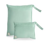 mushie Wet Bag Resistente al Agua 2 Unidades, Bolsas Impermeables para Ropa y Juguetes, Cierre con Botón, Dos Tamaños (Grande y Pequeño), Poliéster Fácil de Lavar, Ideal para Salir (Roman Green)
