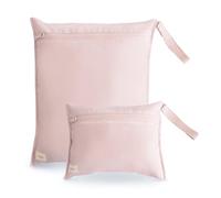 mushie Wet Bag Resistente al Agua 2 Unidades, Bolsas Impermeables para Ropa y Juguetes, Cierre con Botón, Dos Tamaños (Grande y Pequeño), Poliéster Fácil de Lavar, Ideal para Salir (Blush)