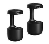 Mushroom Anti Gravity Humidifier，800ml Large Capacity Mushroom Humidifier with LED display that shows the time ，Rain Drop Humidifiers, for Bedroom Office Bedroom Use (Black2pcs)