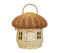 Mushroom Basket - Handmade Storage Container with Lid | Decorative Basket with Handle for Picnic, Photography, Doll House, Beach, Table, Kitchen, Counter, Living Room, Food, Toys, Kids, Adults