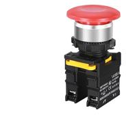 Mushroom Button Switch Waterproof Latching Momentary Self Reset Locking Panelboard Power Start Switch Red Green 10A 1NO1NC 22mm(Red,2NO2NC) Controls Switches