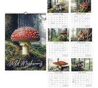 Mushroom Calendar 2026, Wild Monthly Calendar Jan to Dec 12 Months Planner, 11.22x8.27 Inches Nature Inspired Wall Schedule for Home, School, Nursery, Kitchen, Classroom Organization and Planning