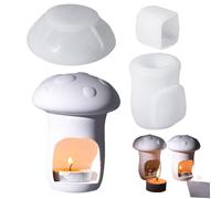 Mushroom Candle Molds Silicone, Epoxy Resin Holder Mold, White, Silicone Crafting Supply for Candlesticks, Desk Décor, Baking, Handmade Soap, and Clay Art