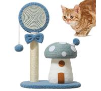 Mushroom Cat Scratcher, Interactive Toy Tree, Multi-Functional Poles, Sisal Board for Cats, Sturdy Scratch Post for Living Room, Indoor Pet Activity, 37,5 x 28,5 x 54 cm, Blue Red Green