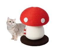 Mushroom Cat Scratching - Cat Paw Exercise - Sisal Rope Ca.t Scratch Post - 34 cm Stable Base, Plush & Wool Decor with Red Mushroom, Natural Sisal for Furniture Protection, Indoor Use