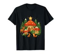 Mushroom Christmas Village Cottagecore Holiday Camiseta