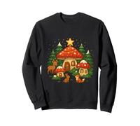 Mushroom Christmas Village Cottagecore Holiday Sudadera