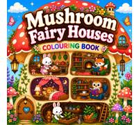 Mushroom Fairy Houses Colouring Book for Adults and Kids: Cosy Fantasy Woodland Homes with Cute Animals and Magical Cottage Scenes