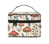 Mushroom Flora - Bolsa de maquillaje de viaje, organizador portátil con compartimentos con cremallera para cepillos, botellas y cuidado de la piel