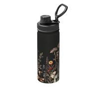 Mushroom Forest - Botella de agua de acero inoxidable aislada al vacío de 530 ml, termo a prueba de fugas con asa de transporte, taza térmica para deportes, escuela, viajes, gimnasio, viajes