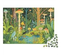 Mushroom Forest Puzzle 1000 Piezas Reciclado Material Ilustración Fantástica Puzzles para Niños y Niñas a Partir de 6 Años Fun and Desafiante Family Game Actividad 52x38cm/1000pcs