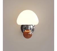 Mushroom Glass Wall Sconce Lamp Cream LED Wall Wall Sconces Cartoon Room Decor Lighting Fixture, 3000K/4000K/6000K Adjustable, 8W Chrome Bedside Hardwired Wall Lamp