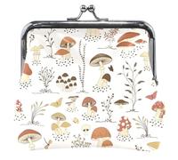 Mushroom Group - Monedero de piel con hebilla para mujer, color beige, Grupo de champiñones Beige, Clásico