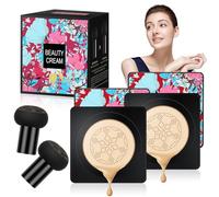 Mushroom Head Air Cushion CC Cream, 2pcs BB Cream Base de Maquillaje, Base Líquida, Hidratante Corrector, Control de Aceite, Resistente al Agua, Duradero