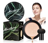 Mushroom Head Air Cushion CC Cream, BB Cream Base de Maquillaje, Base Líquida, Hidratante Corrector, Control de Aceite, Resistente al Agua, Duradero(Natural - Caja de Color Verde)