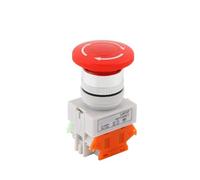 Mushroom Head LAY37 Emergency Stop Push Button Switch Self-Lock/Latchiing LAY7 PBC Y090-11ZS Power NO/NC 4 Screw Terminals(1NC,22mm)